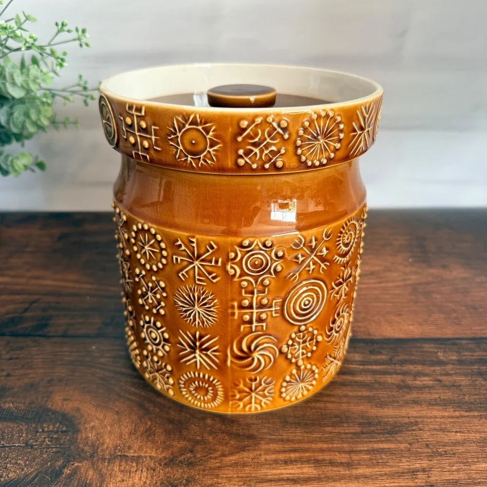 Portmeirion Totem Large Lidded Storage Jar Susan Williams-Ellis Brown Canister
